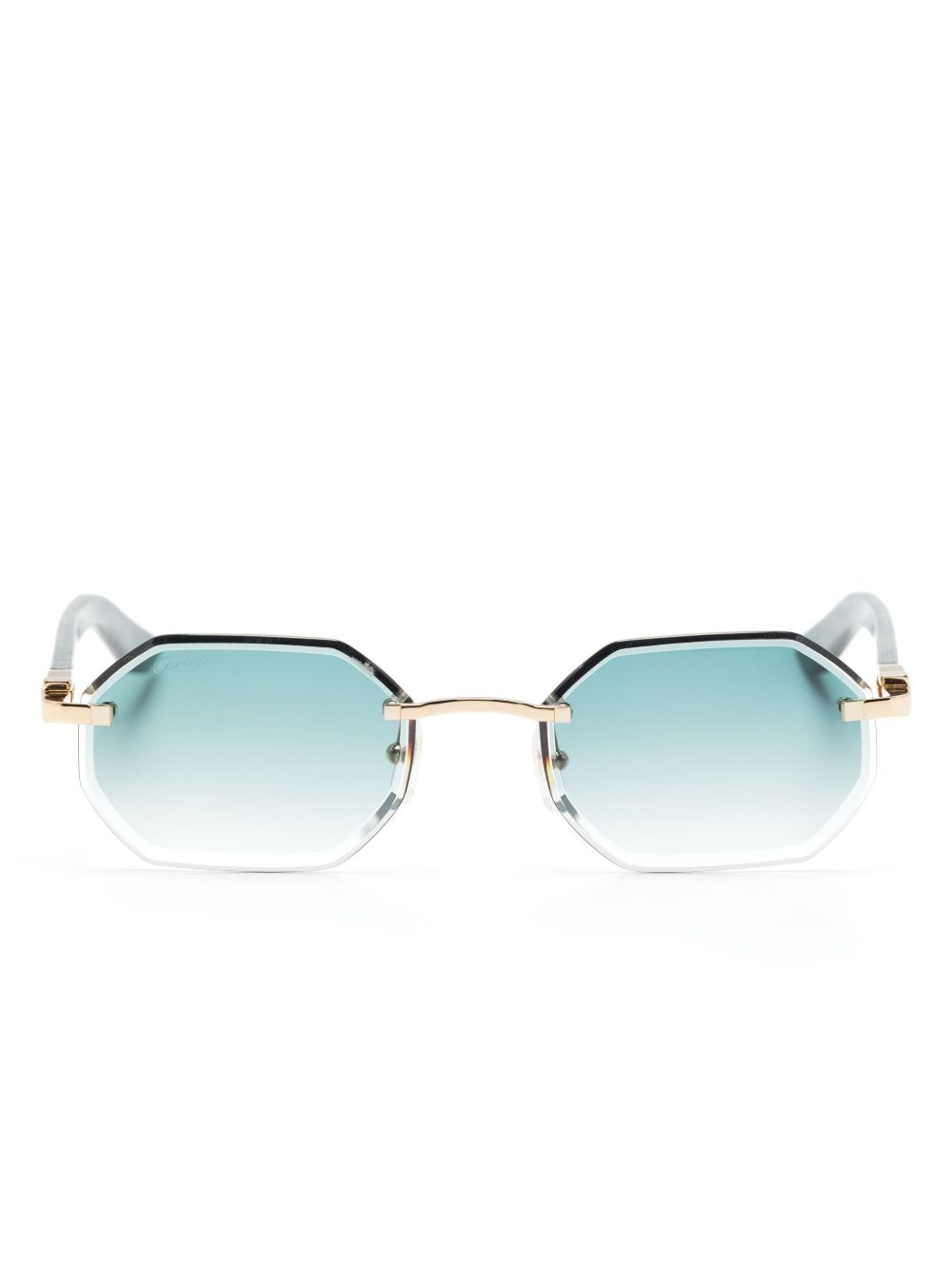Cartier Eyewear 渐色镜片金属镜框太阳眼镜 - 蓝色