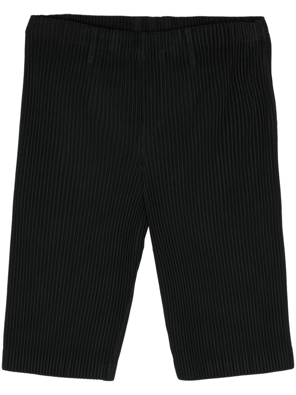 Homme Plissé Issey Miyake 细褶效果精裁短裤 - 黑色
