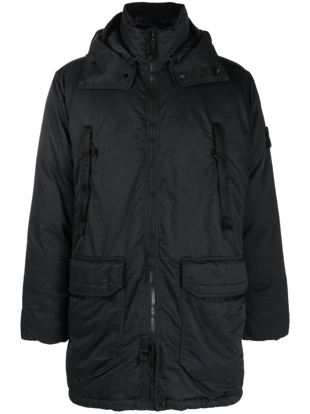 Stone Island 罗盘图案派克大衣 - 黑色
