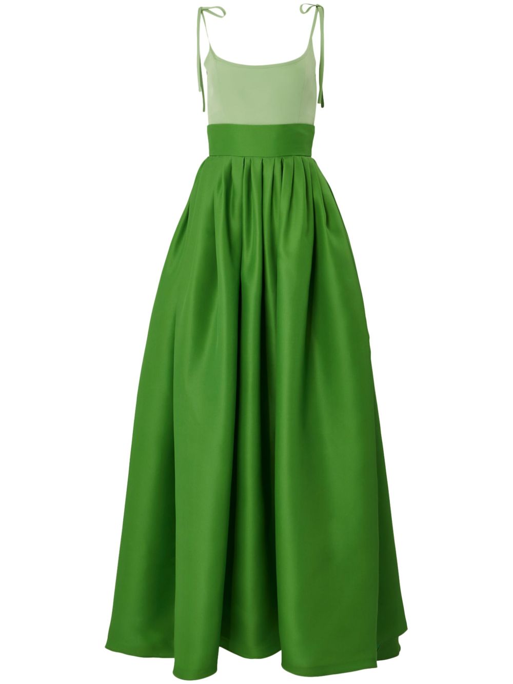 Carolina Herrera 双色真丝礼服 - 绿色