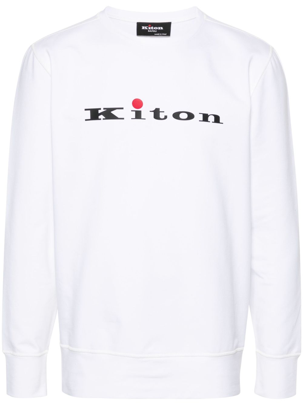 Kiton logo贴花棉卫衣 - 白色