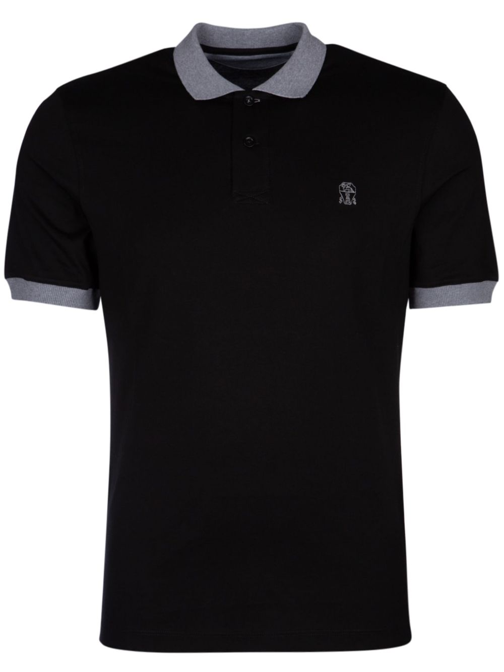 Brunello Cucinelli logo刺绣polo衫 - 黑色