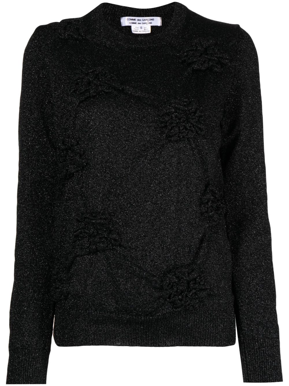 Comme Des Garçons Comme Des Garçons 圆领亮片金葱针织上衣 - 黑色