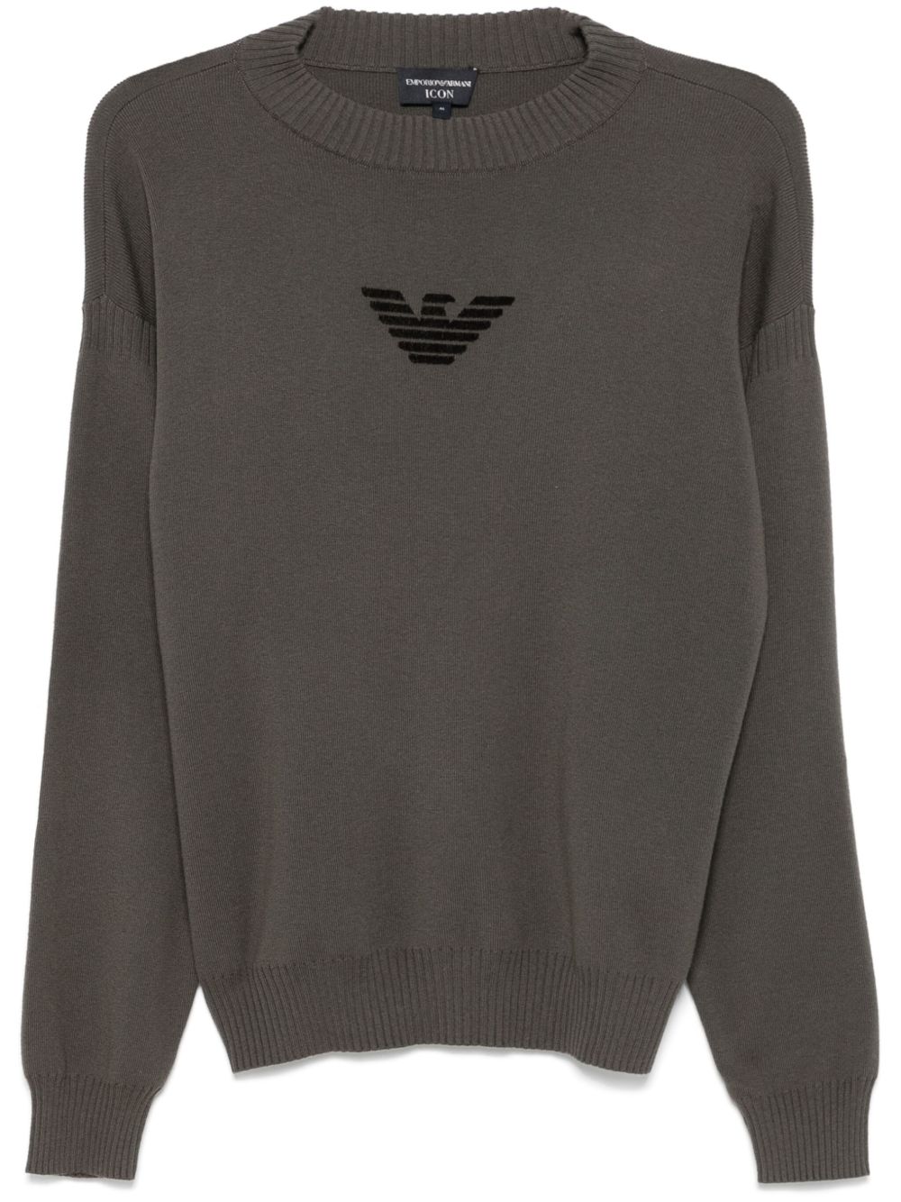 Emporio Armani 植绒logo毛衣 - 灰色