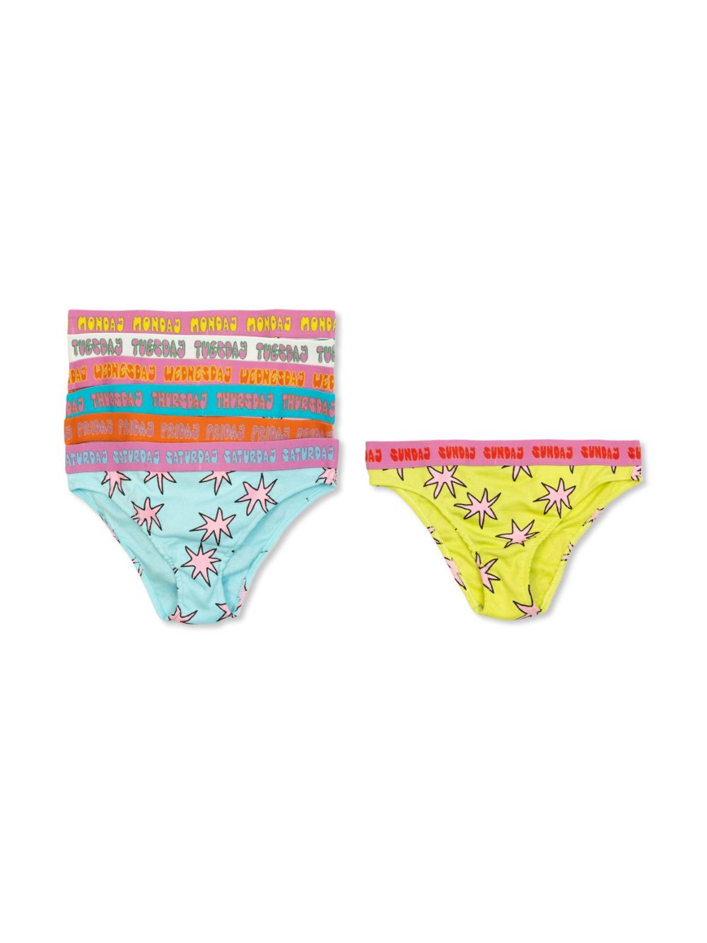 Stella McCartney Kids 星星印花三角内裤（七件装） - 蓝色