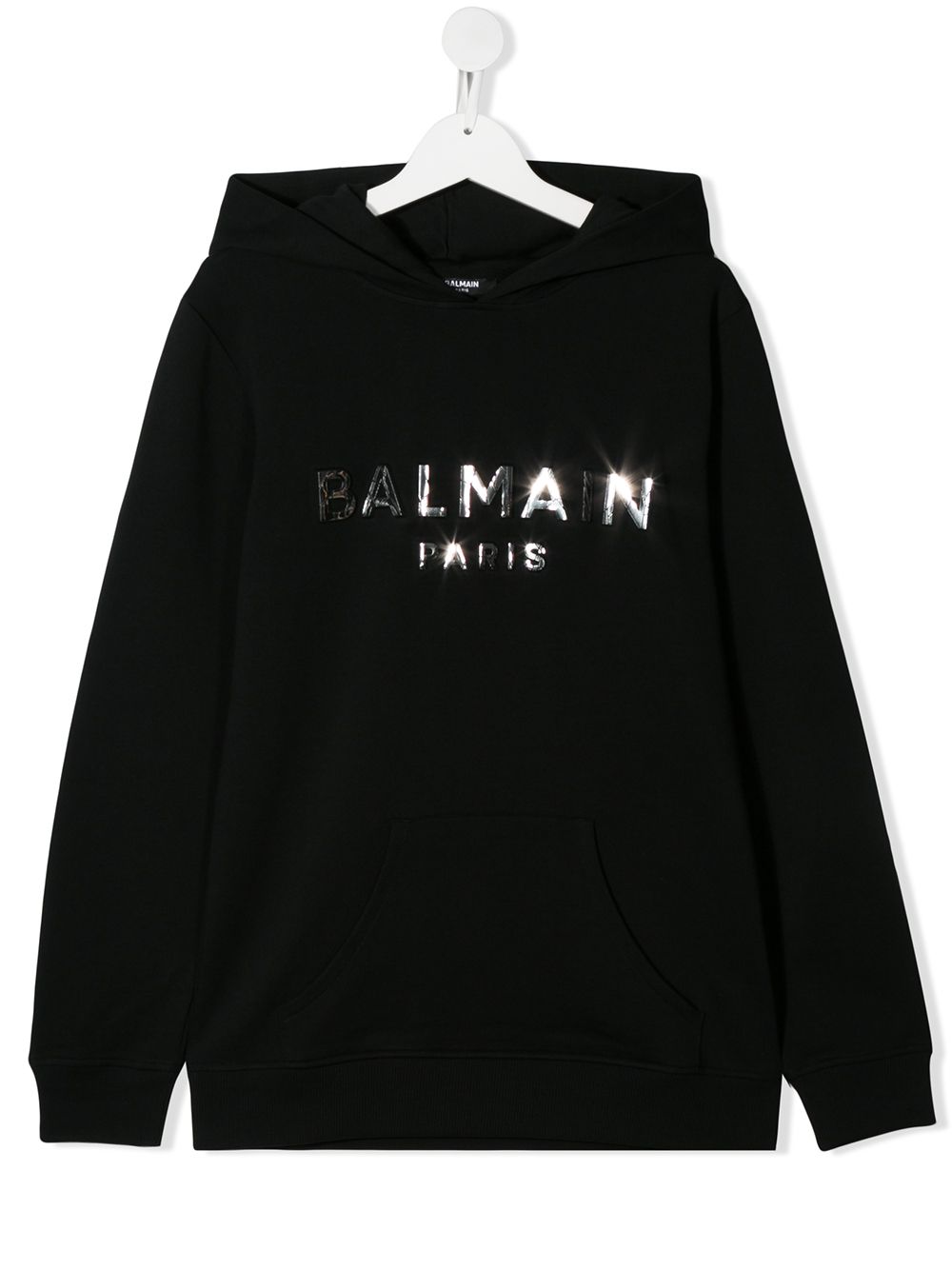 Balmain Kids TEEN镜面logo连帽衫 - 黑色