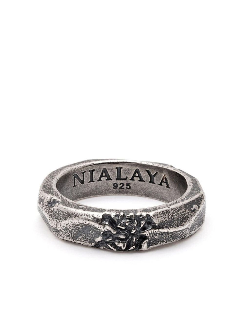 Nialaya Jewelry 雕刻复古风戒指 - 银色