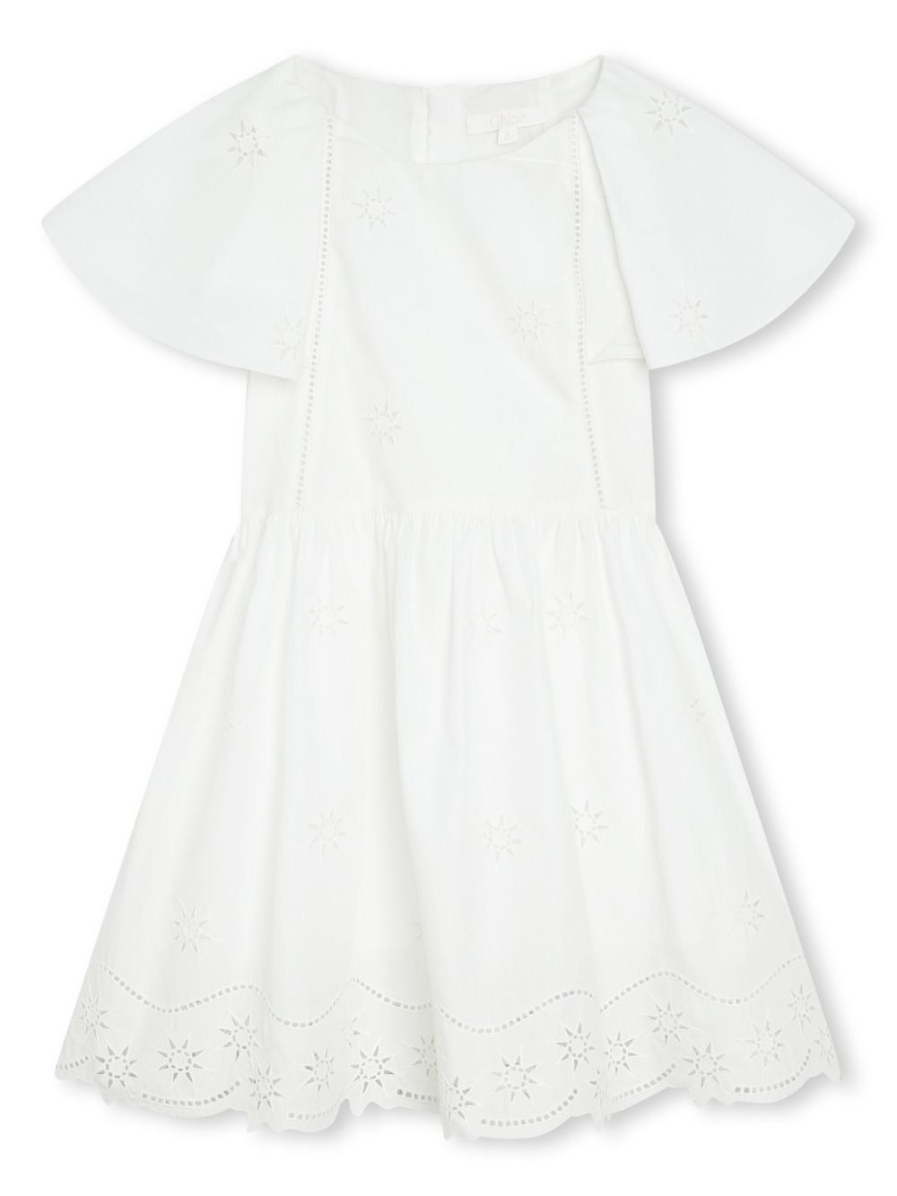 Chloé Kids 刺绣设计棉连衣裙 - 白色