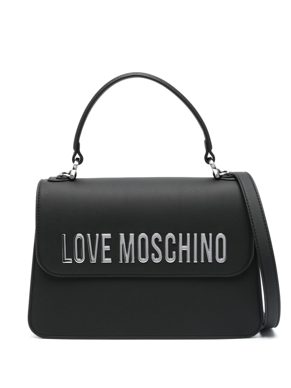 Love Moschino logo标牌手提包 - 黑色