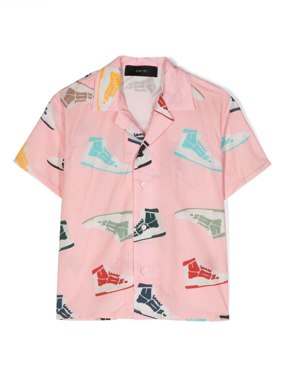 AMIRI KIDS 图案印花短袖棉衬衫 - 粉色