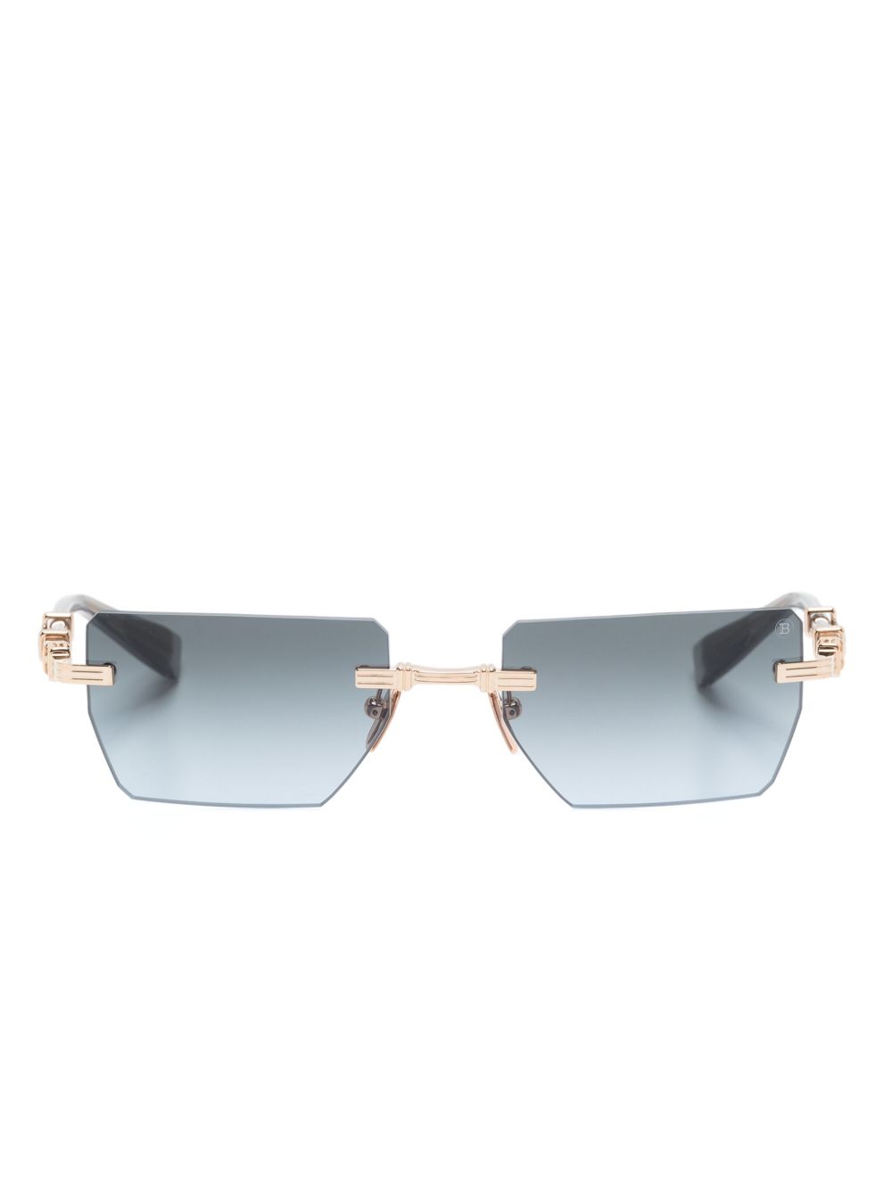 Balmain Eyewear 长方形框太阳眼镜 - 金色