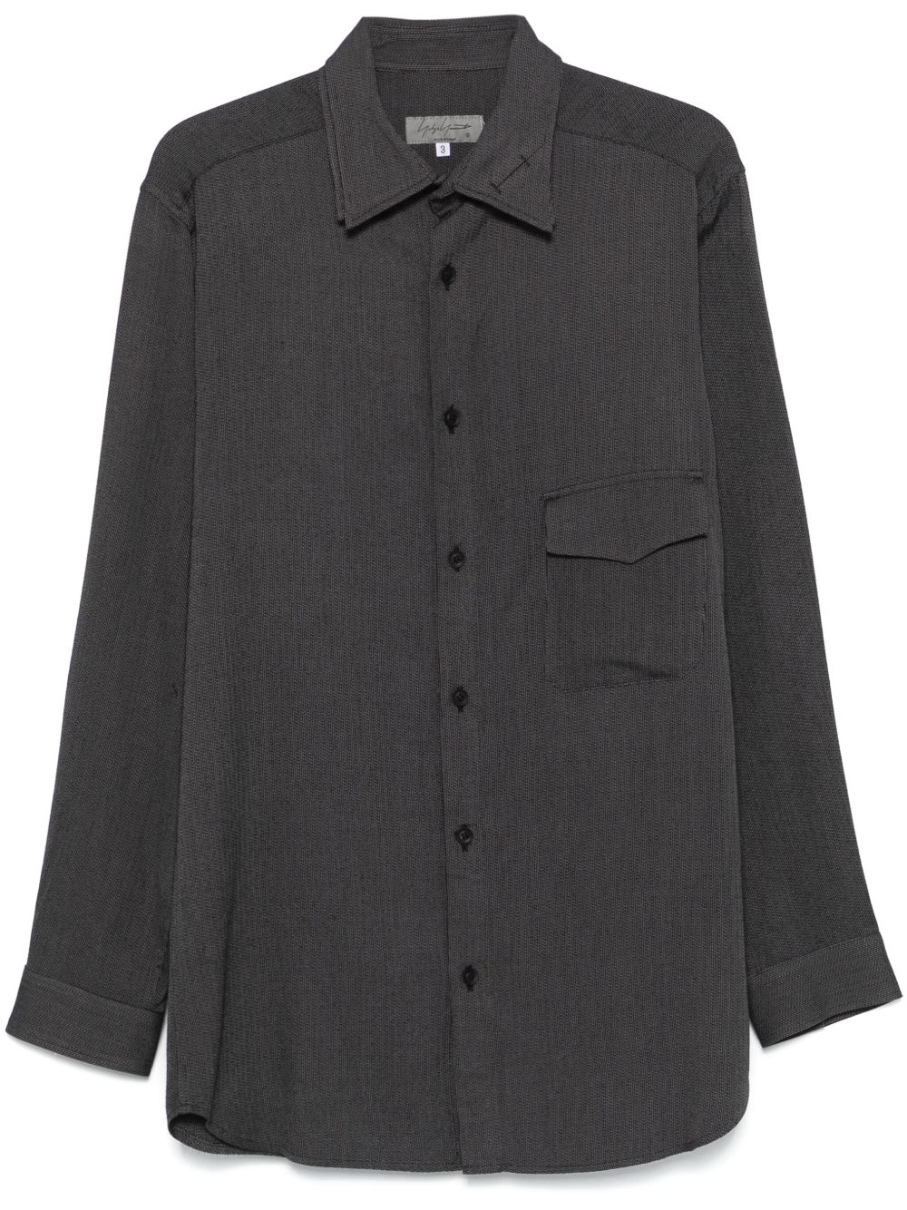 Yohji Yamamoto 人字斜纹针织图案衬衫 - 灰色