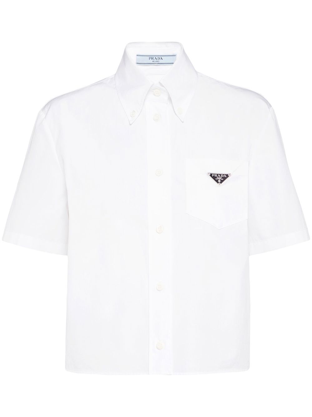 Prada 三角形logo府绸衬衫 - 白色