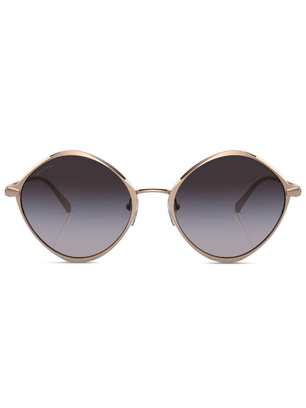 Bvlgari logo雕刻圆框太阳眼镜 - 金属色