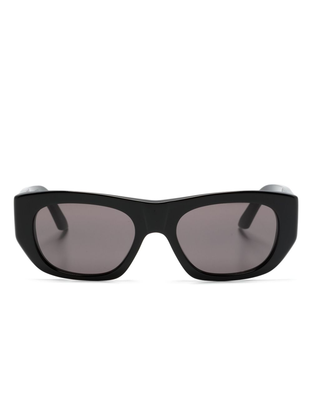 Alexander McQueen Eyewear logo印花几何形镜框太阳眼镜 - 黑色