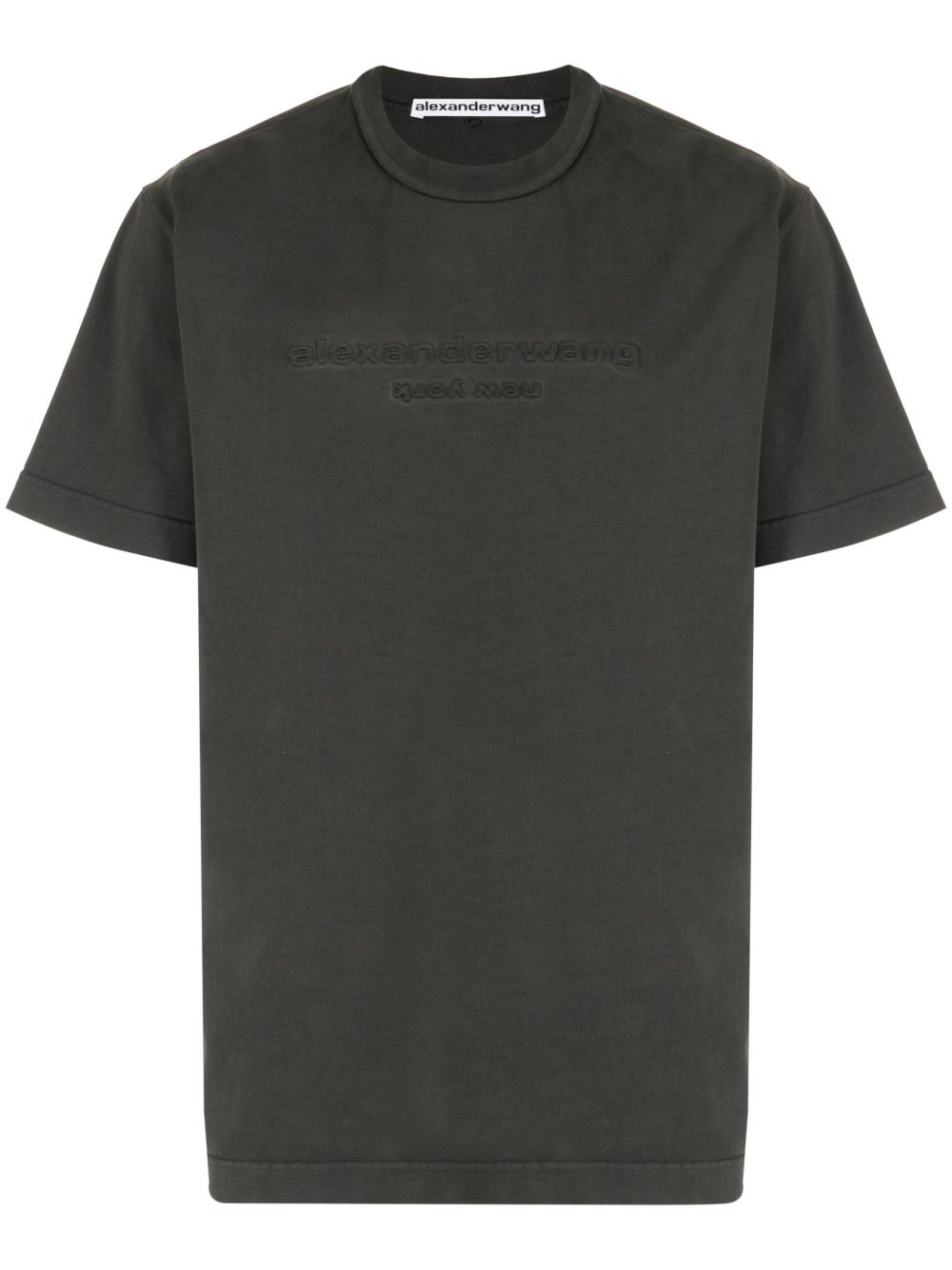 Alexander Wang logo压纹圆领T恤 - 灰色