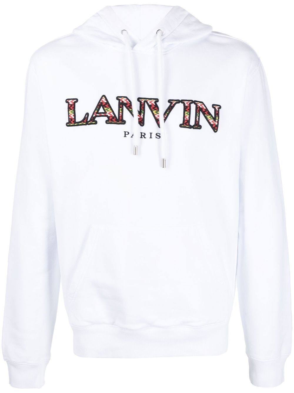 Lanvin logo刺绣抽绳连帽衫 - 白色