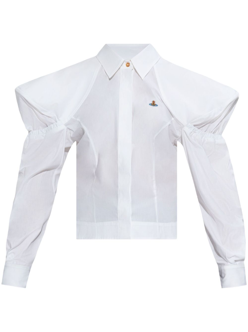 Vivienne Westwood 经典土星logo刺绣棉衬衫 - 白色
