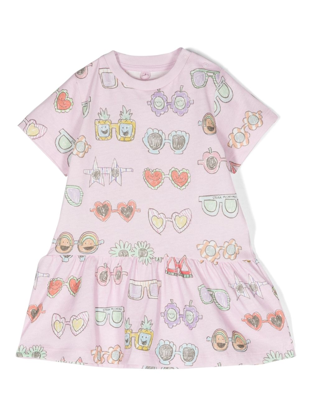 Stella McCartney Kids 太阳眼镜印花伞形连衣裙 - 粉色
