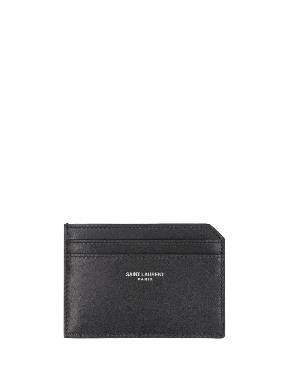 Saint Laurent logo印花皮质卡夹 - 黑色