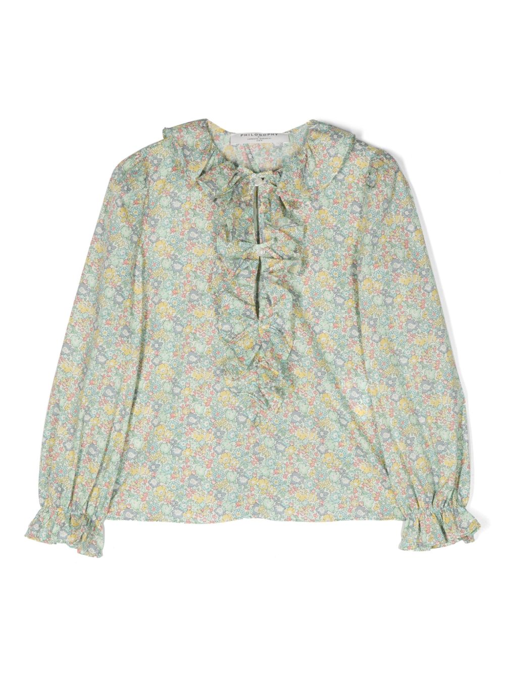 Philosophy Di Lorenzo Serafini Kids 花卉图案棉罩衫 - 绿色