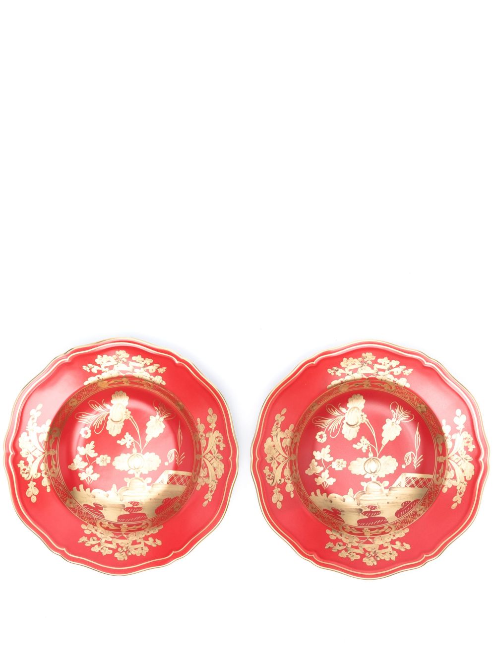 GINORI 1735 花卉印花餐盘（两件套装) - 红色