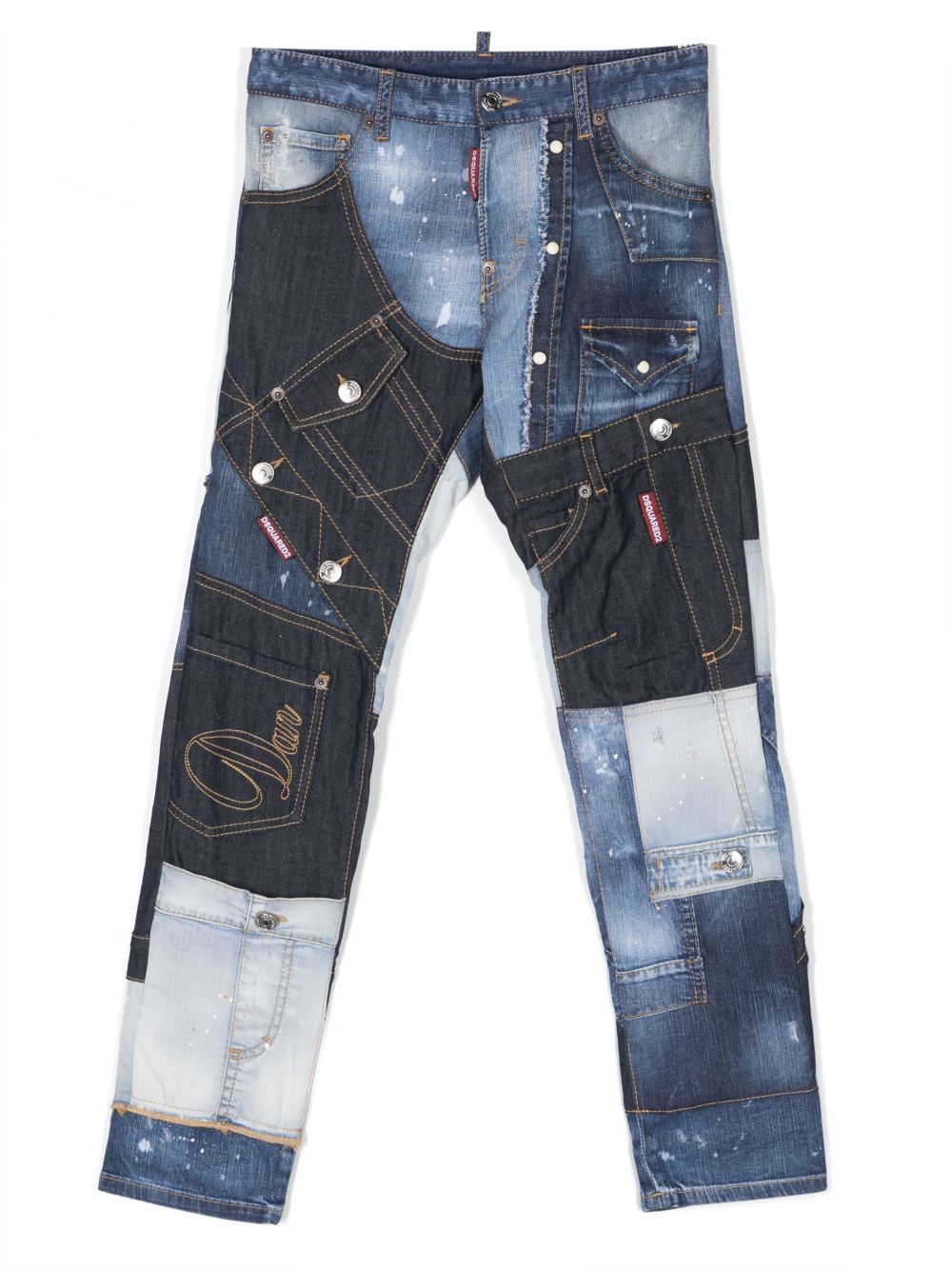 DSQUARED2 KIDS 拼贴设计牛仔裤 - 蓝色