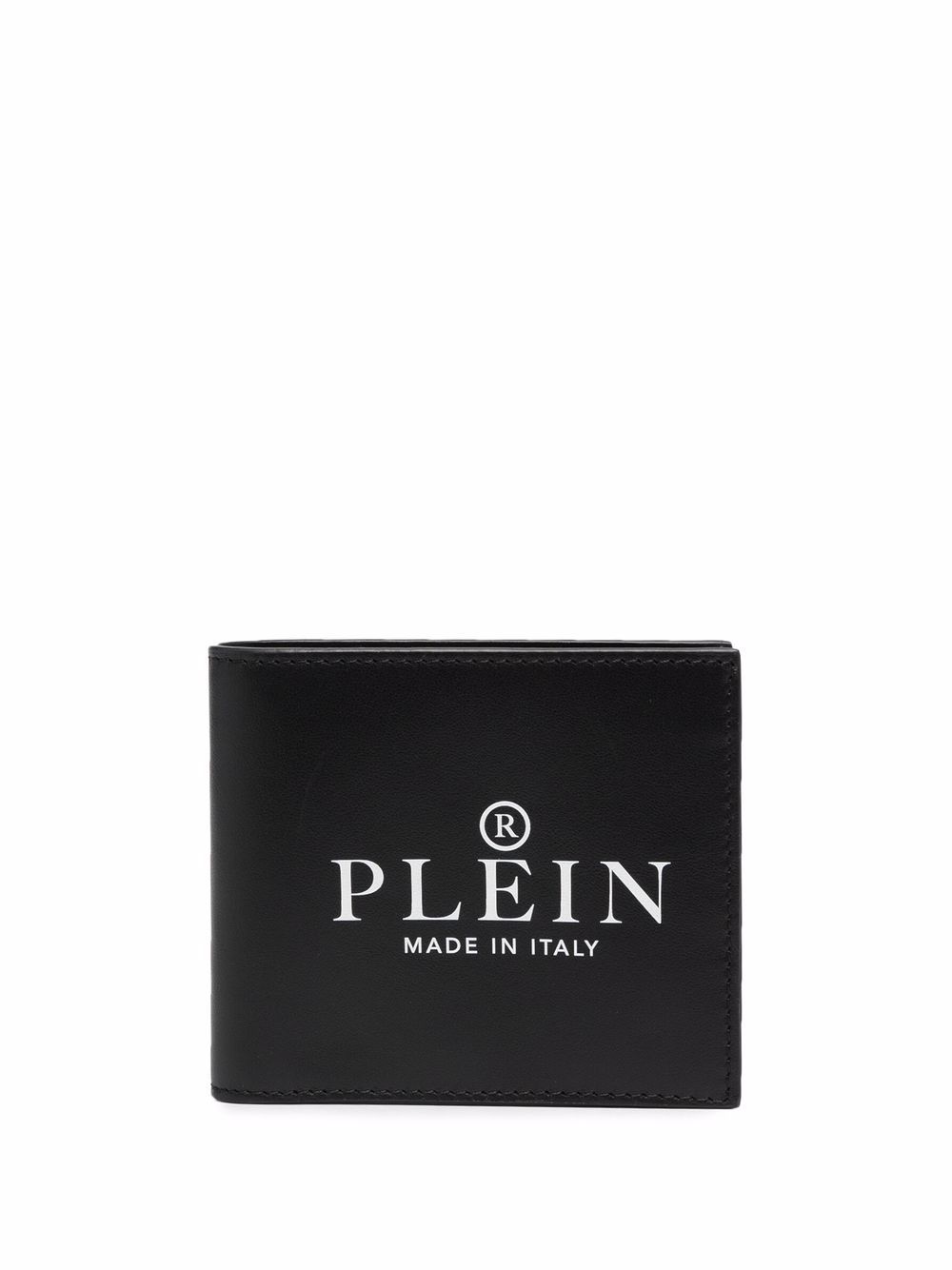 Philipp Plein logo印花对折钱包 - 黑色