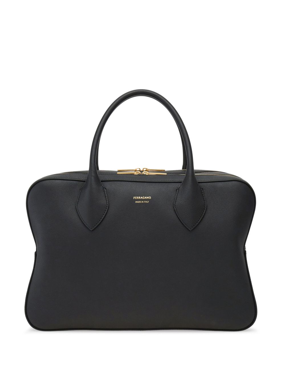 Ferragamo 中号皮质托特包 - 黑色