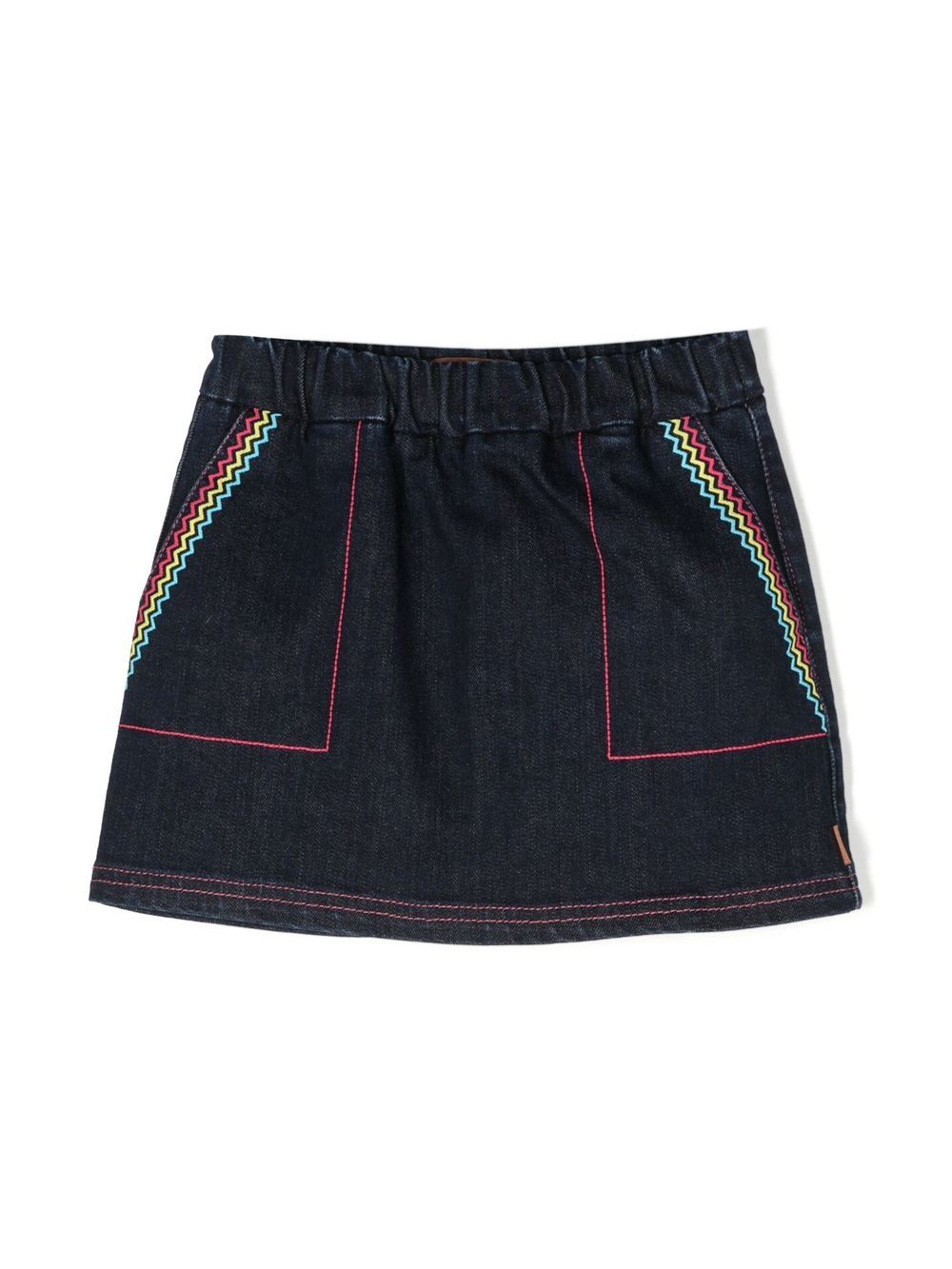 Missoni Kids Z字形图案刺绣半身裙 - 蓝色