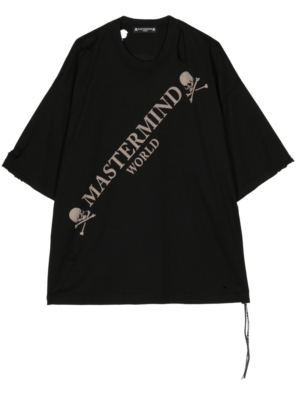 Mastermind World 仿旧效果棉T恤 - 黑色