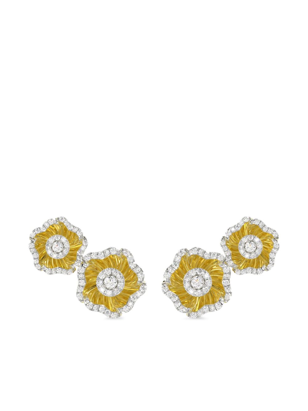 Marchesa 18K黄金 Halo Flower 钻石耳环 - 金色