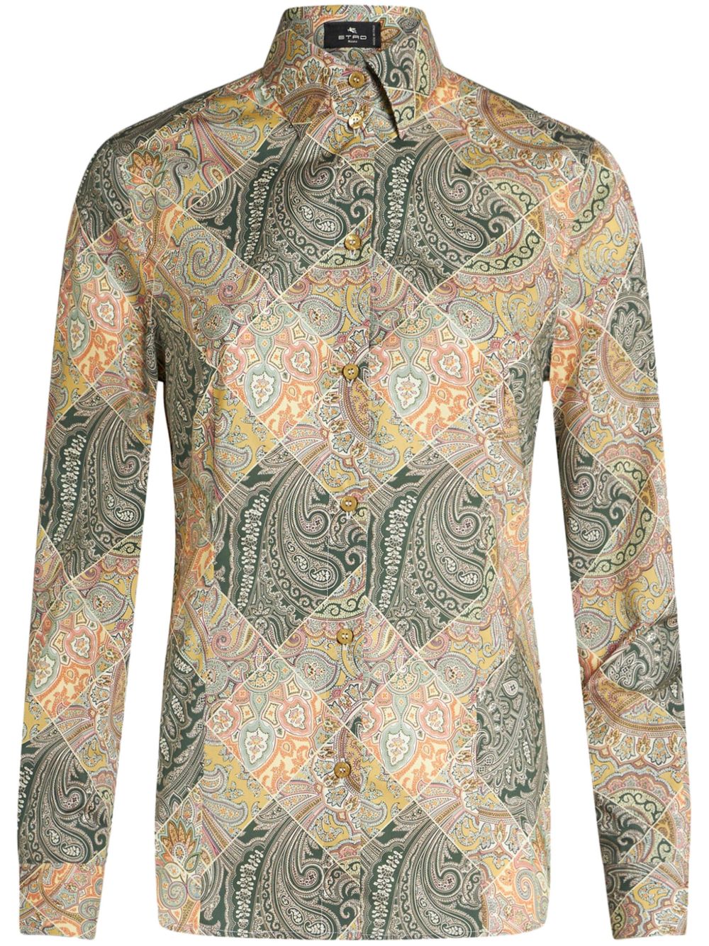 ETRO 拼贴设计印花府绸衬衫 - 中性色