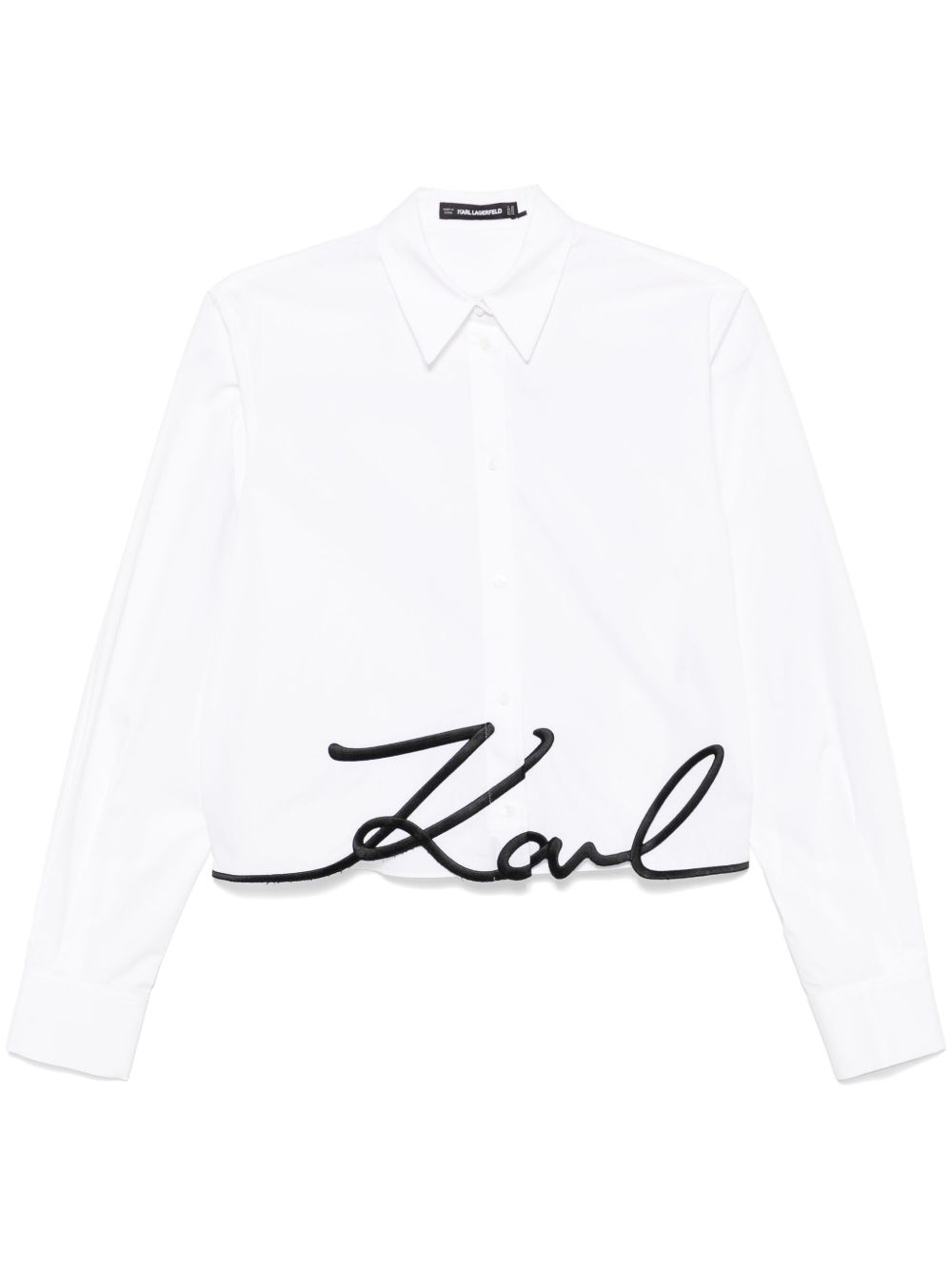 Karl Lagerfeld 刺绣logo短款衬衫 - 白色