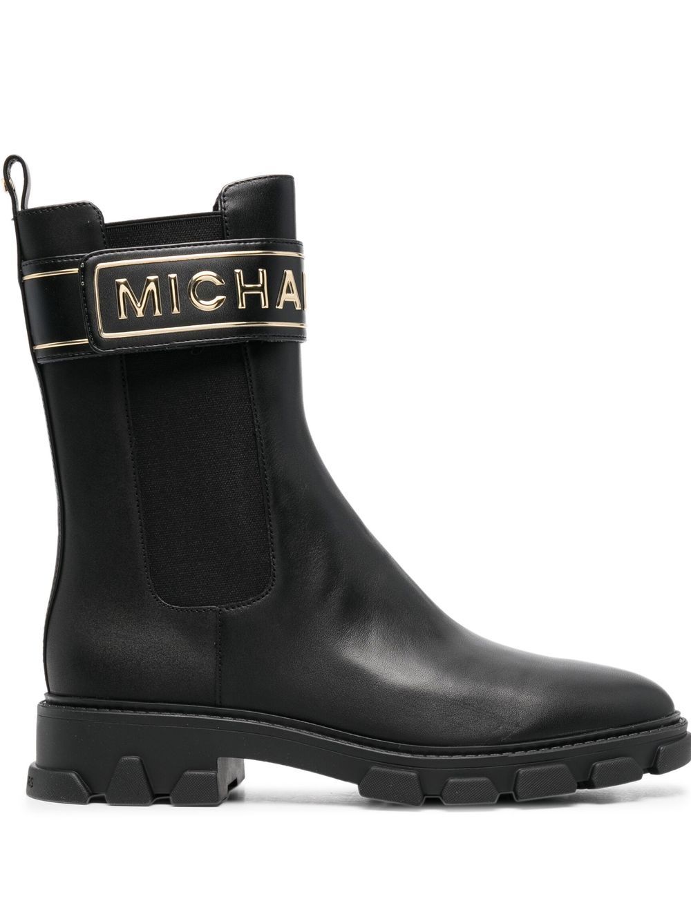 Michael Michael Kors 皮质logo标记短靴 - 黑色