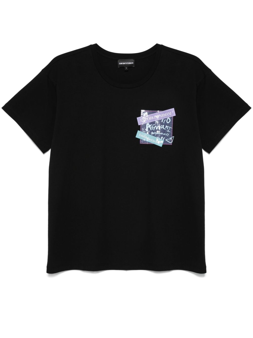 Emporio Armani logo印花T恤 - 黑色