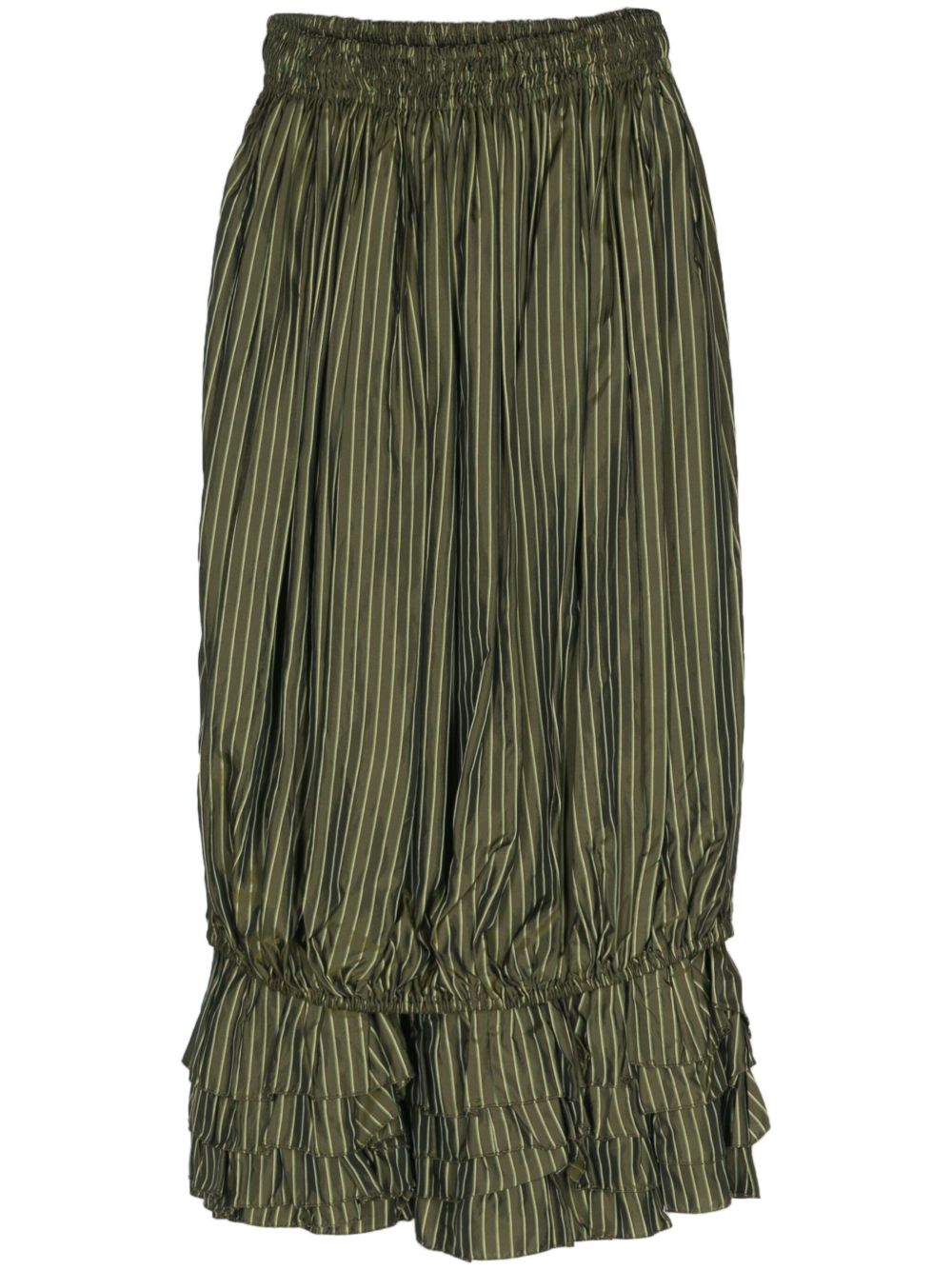 Jean Paul Gaultier Pre-Owned 条纹印花喇叭半身裙（1990年代典藏款） - 绿色