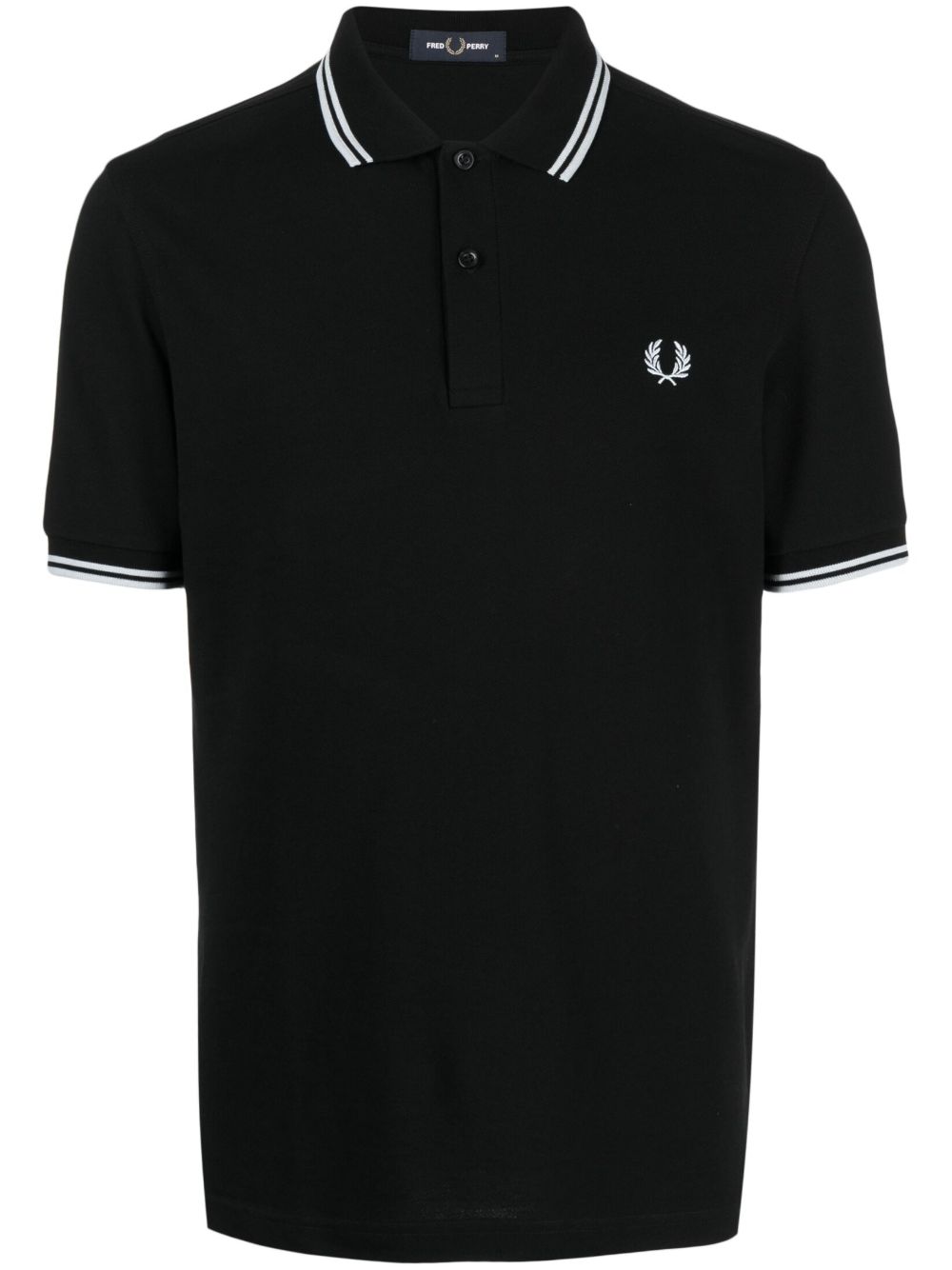 Fred Perry logo刺绣polo衫 - 黑色