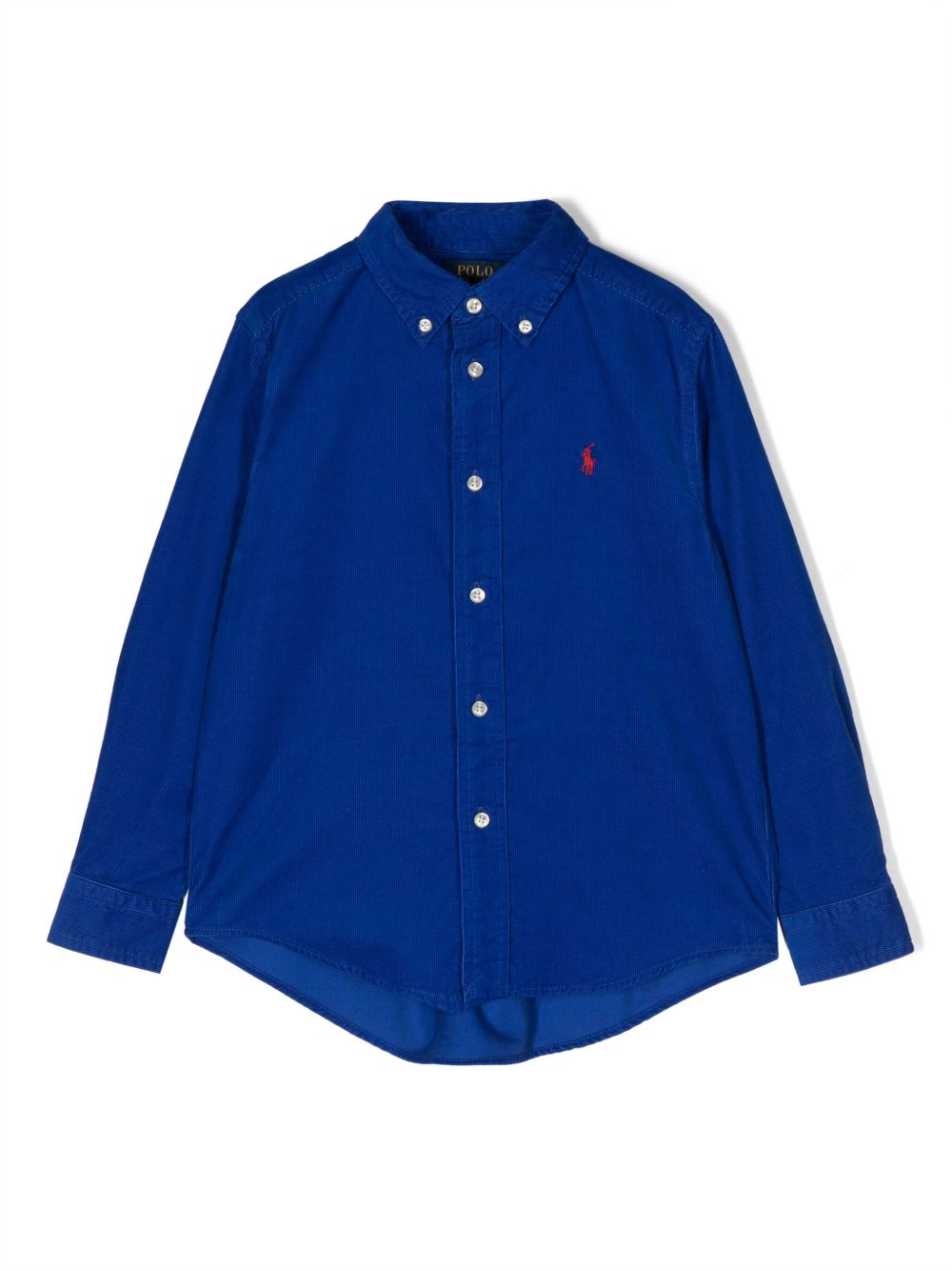 POLO RALPH LAUREN KIDS Polo Pony 刺绣灯芯绒衬衫 - 蓝色