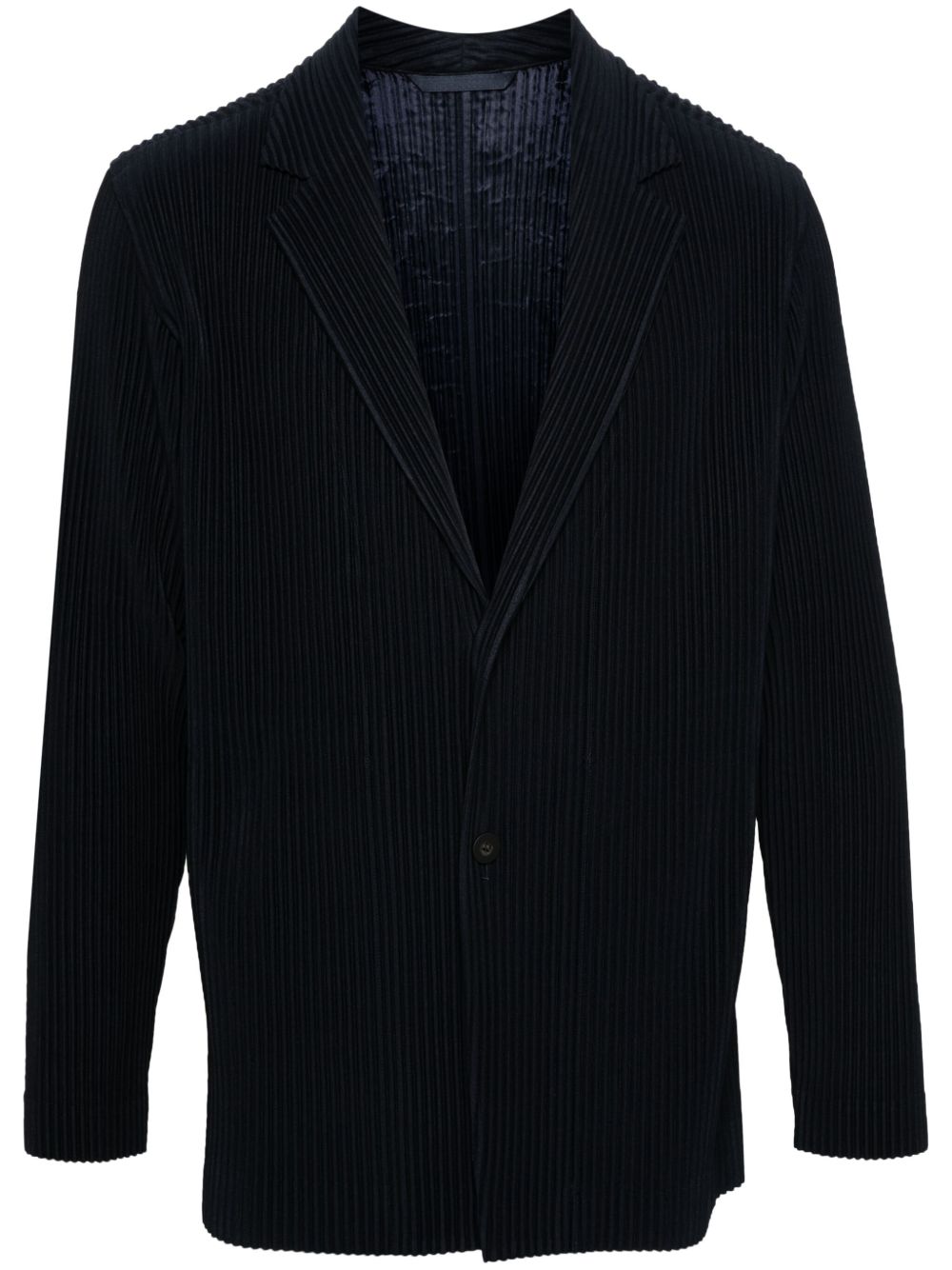 Homme Plissé Issey Miyake 单排扣细褶西装夹克 - 蓝色