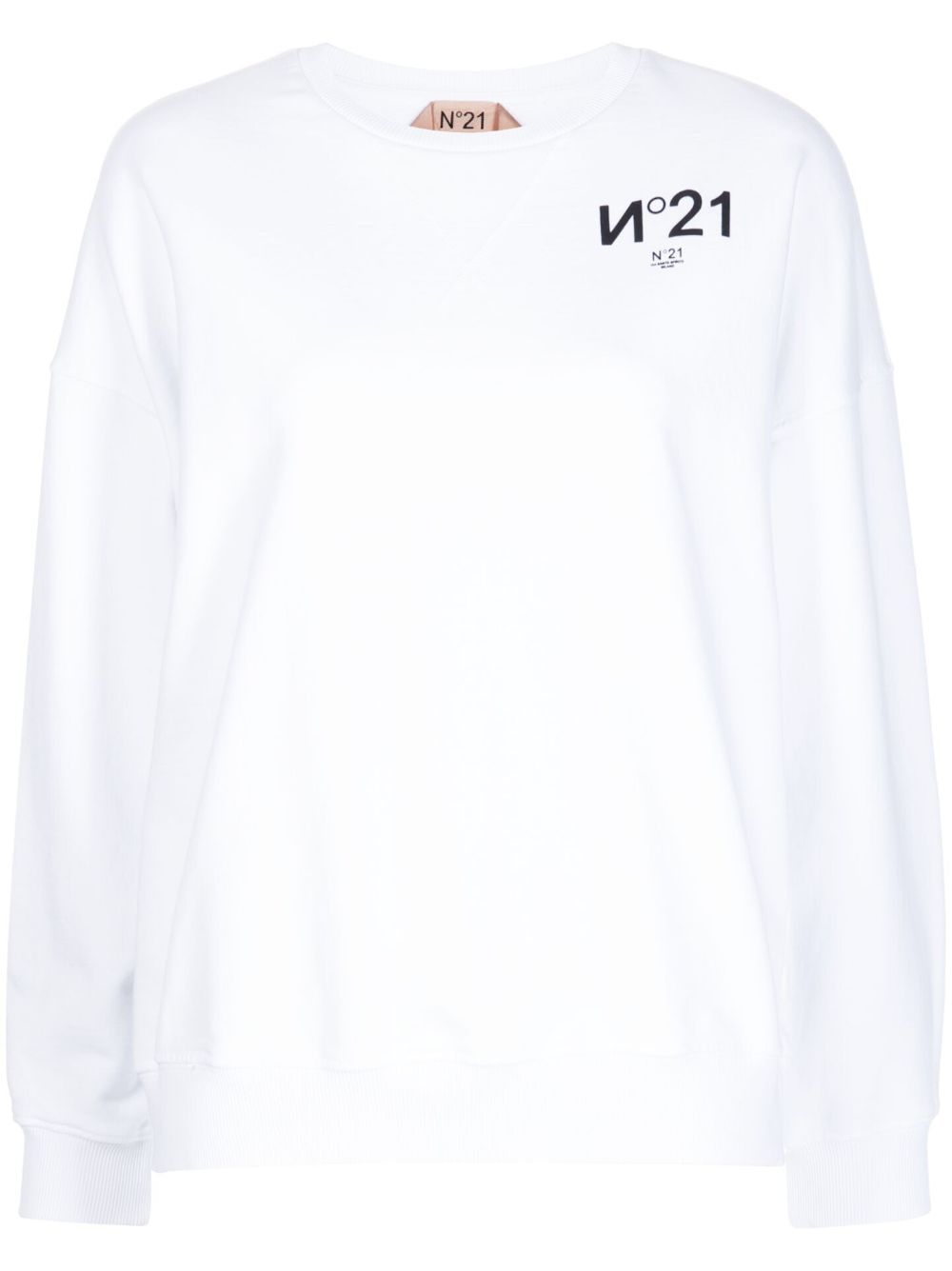 Nº21 logo印花棉卫衣 - 白色