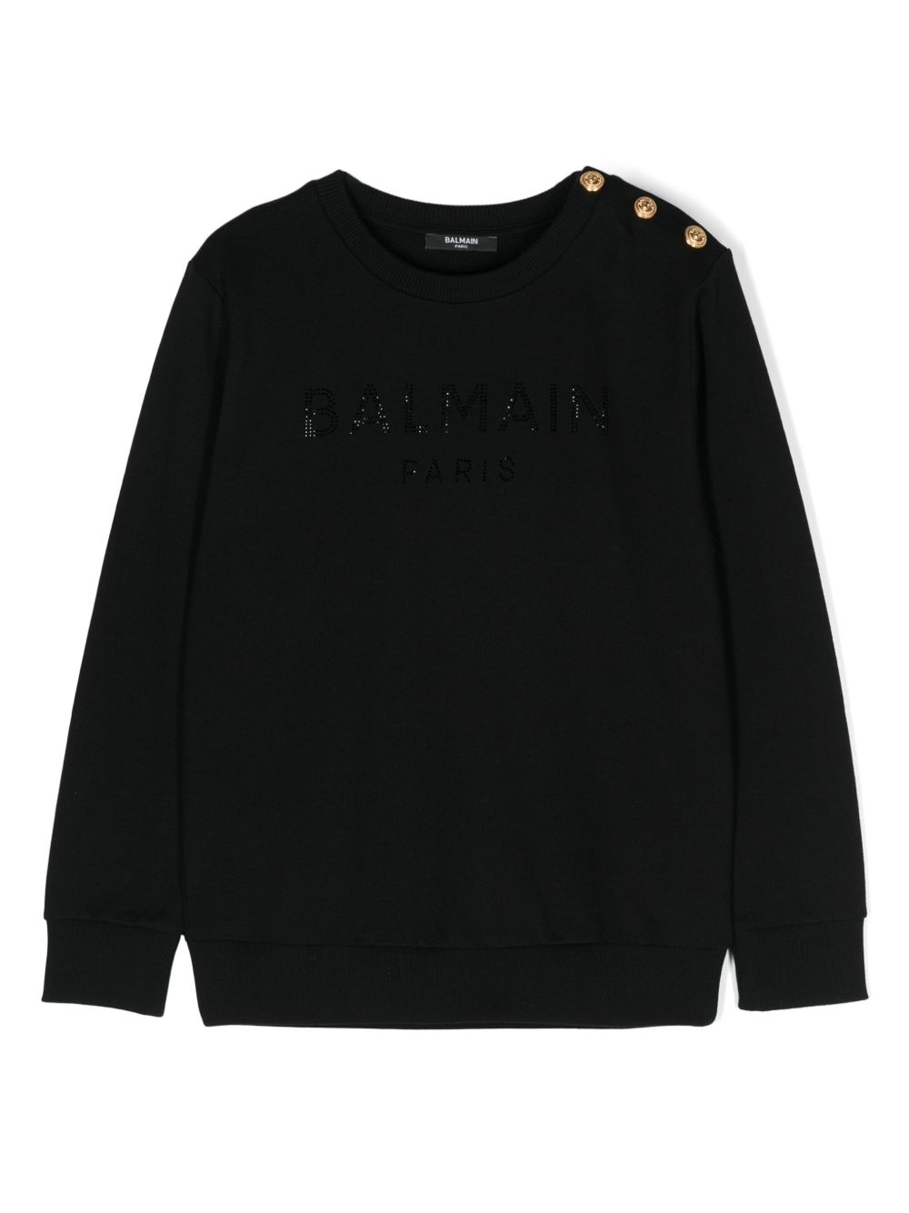 Balmain Kids 水钻logo平纹针织卫衣 - 黑色