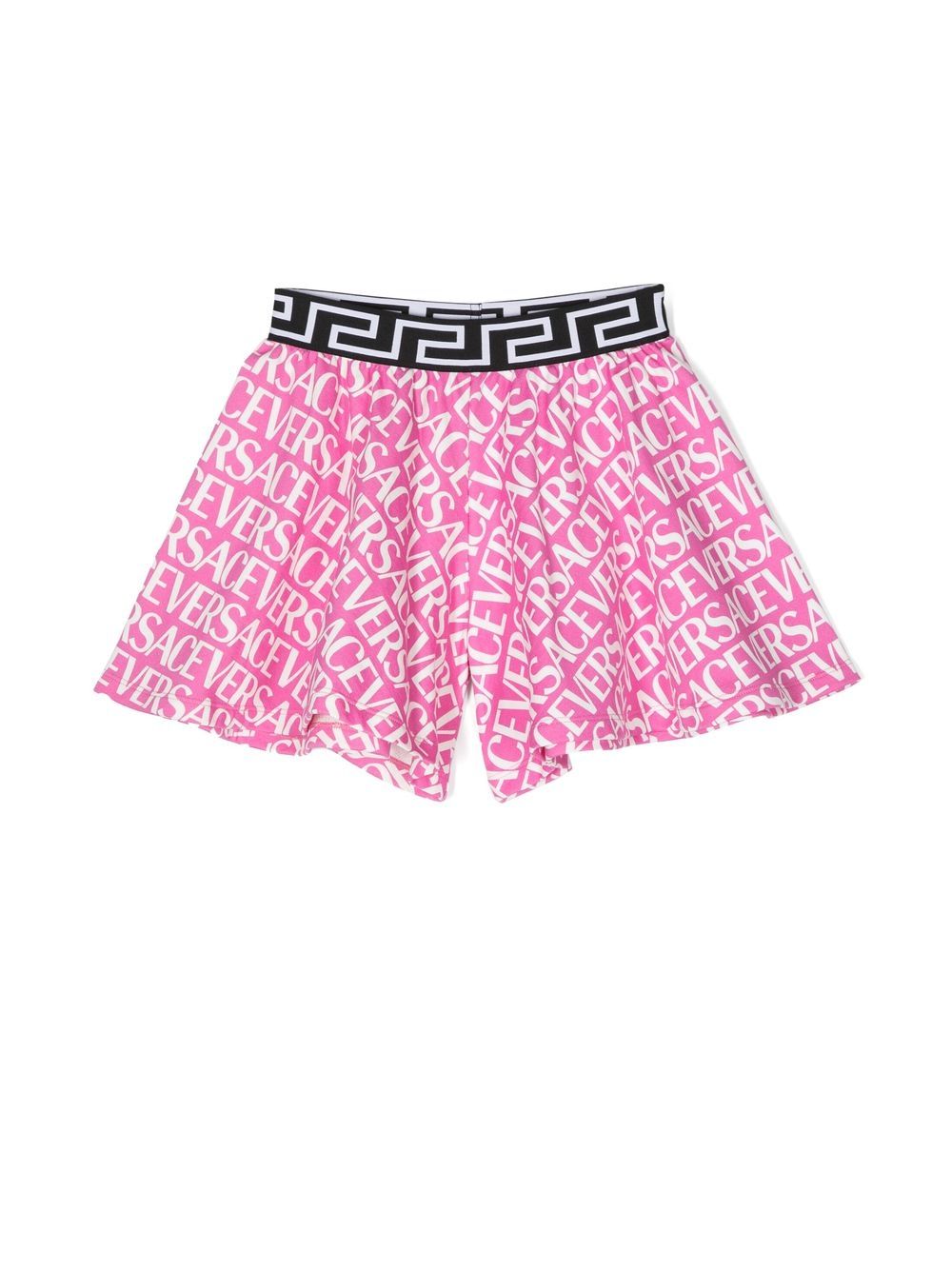 Versace Kids logo印花短裤 - 粉色