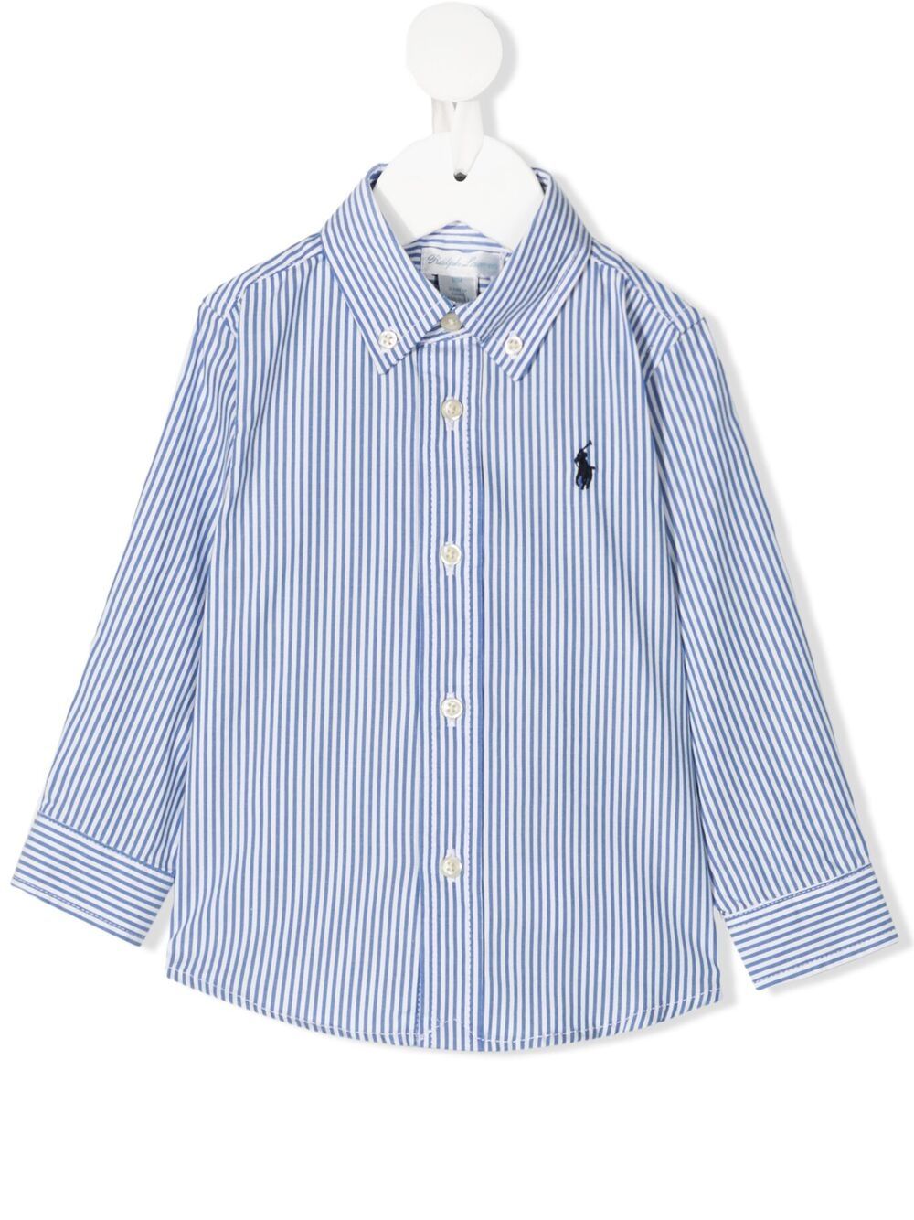 POLO RALPH LAUREN KIDS 条纹印花排扣衬衫 - 蓝色
