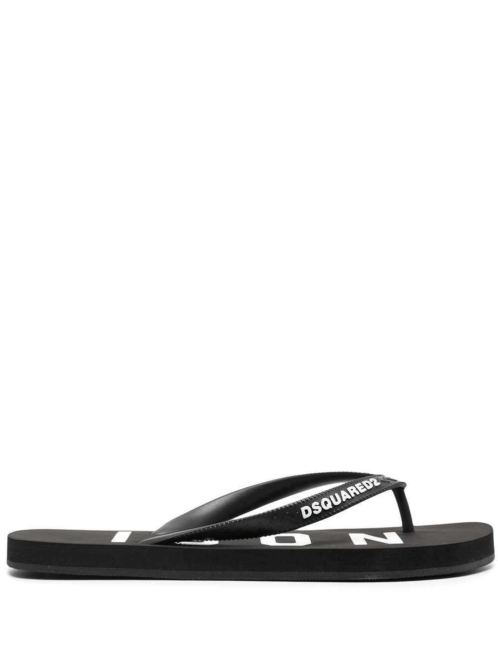 DSQUARED2 D2次方 logo鞋带人字拖鞋 - 黑色