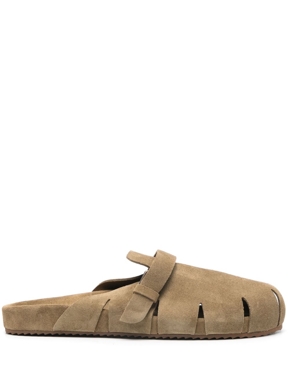 Ancient Greek Sandals Atlas 绒面皮拖鞋 - 绿色
