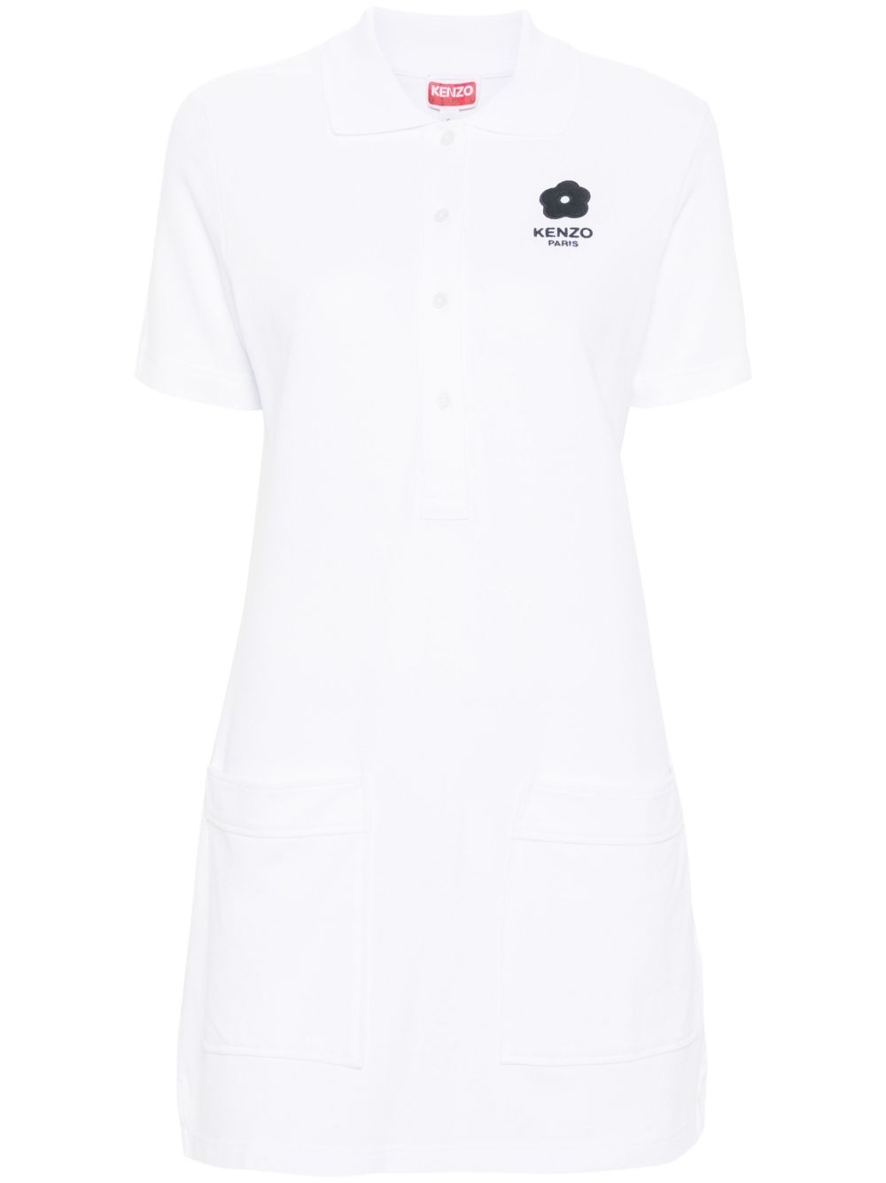Kenzo Boke Flower 图案polo领连衣裙 - 白色