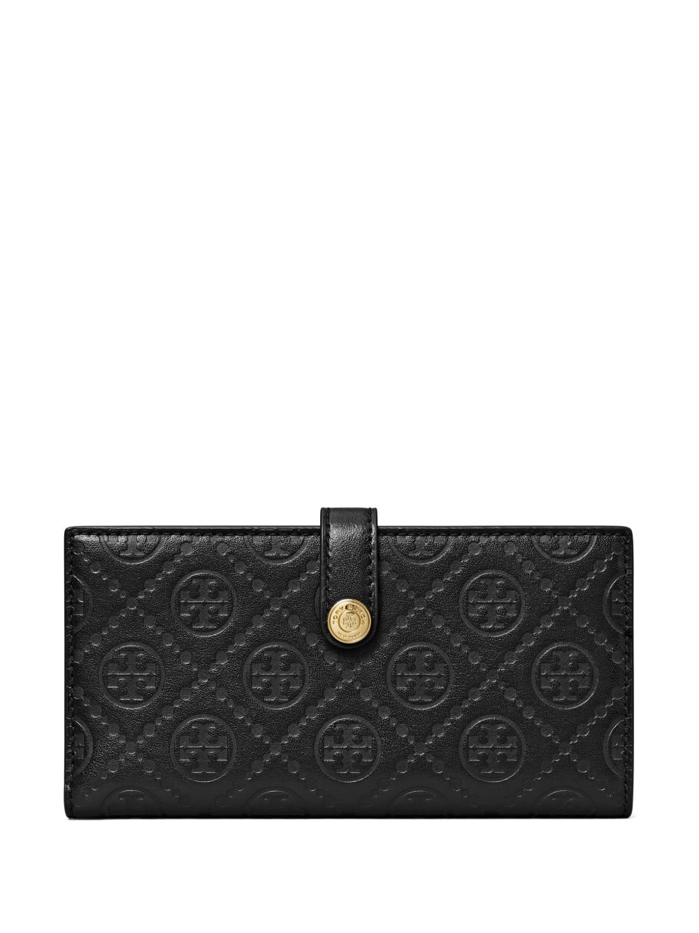 Tory Burch T字经典logo皮质钱包 - 黑色
