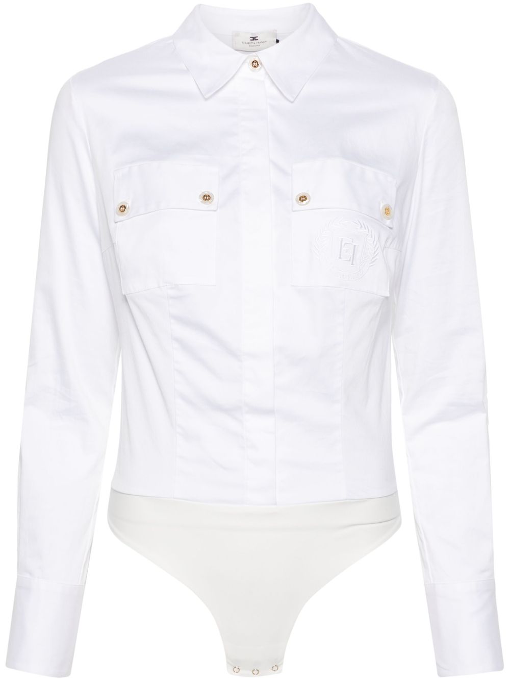 Elisabetta Franchi logo刺绣连体衣 - 白色
