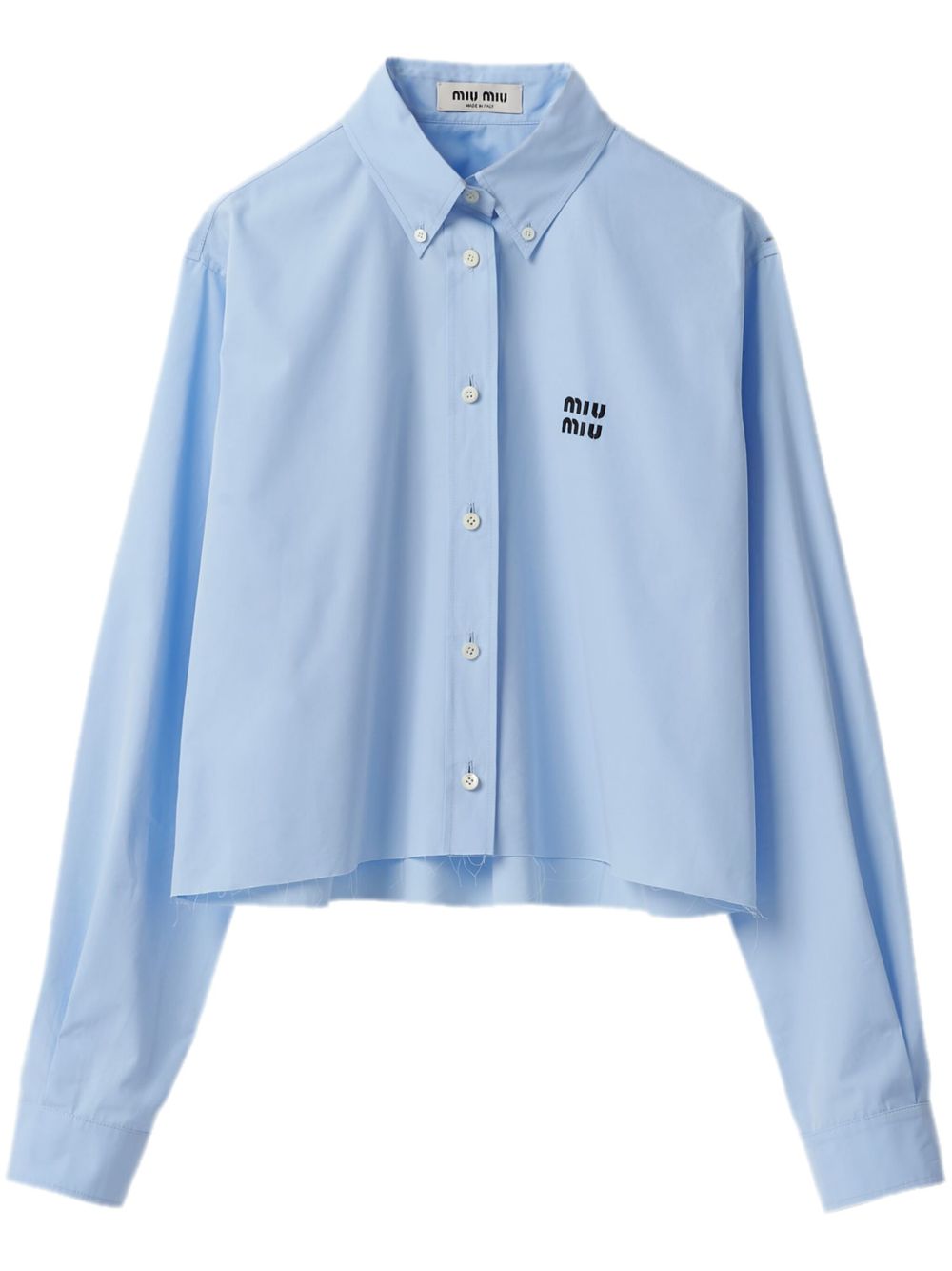 Miu Miu logo刺绣府绸衬衫 - 蓝色